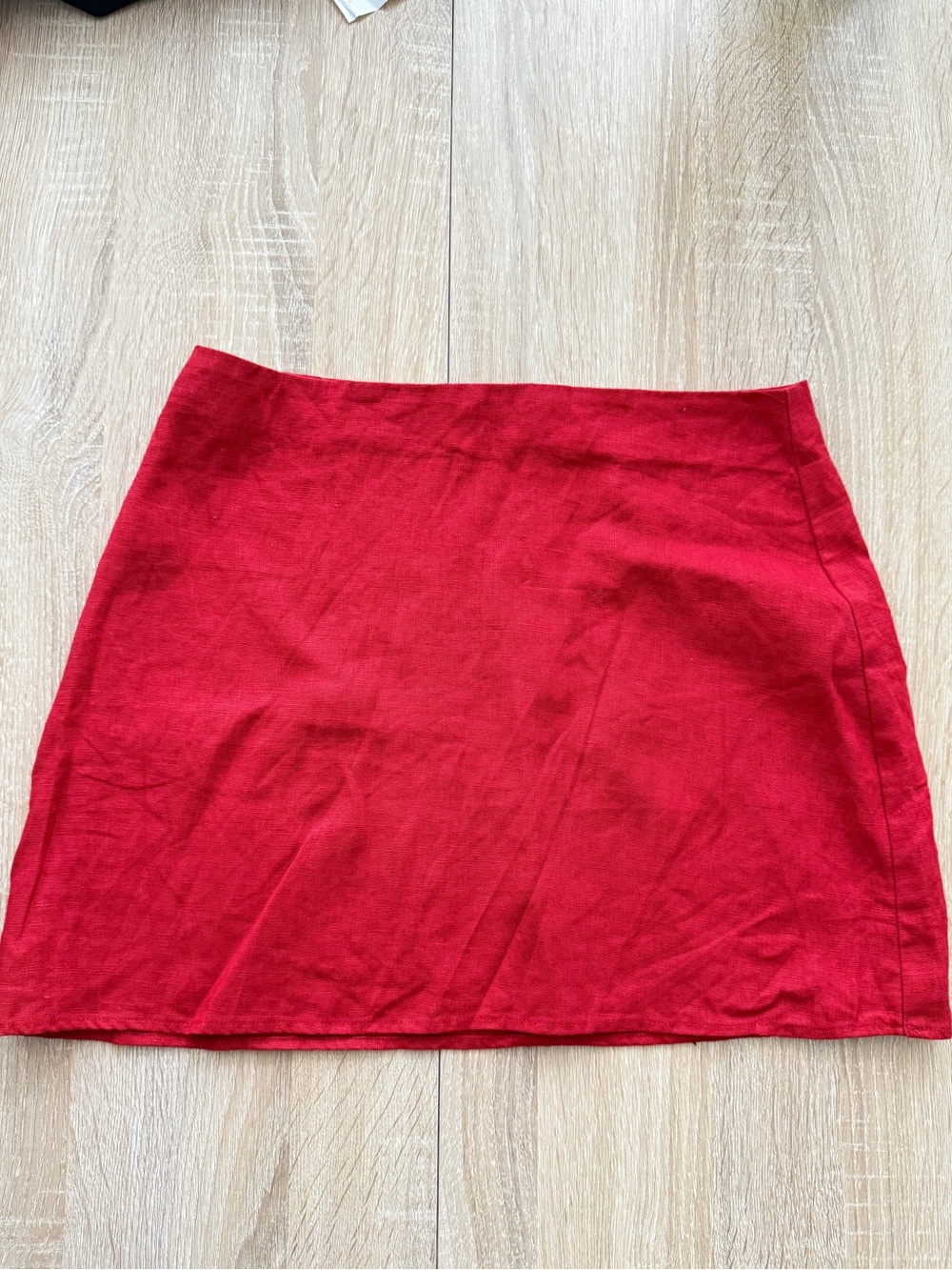 Reformation Veranda Linen Mini Skirt — Red